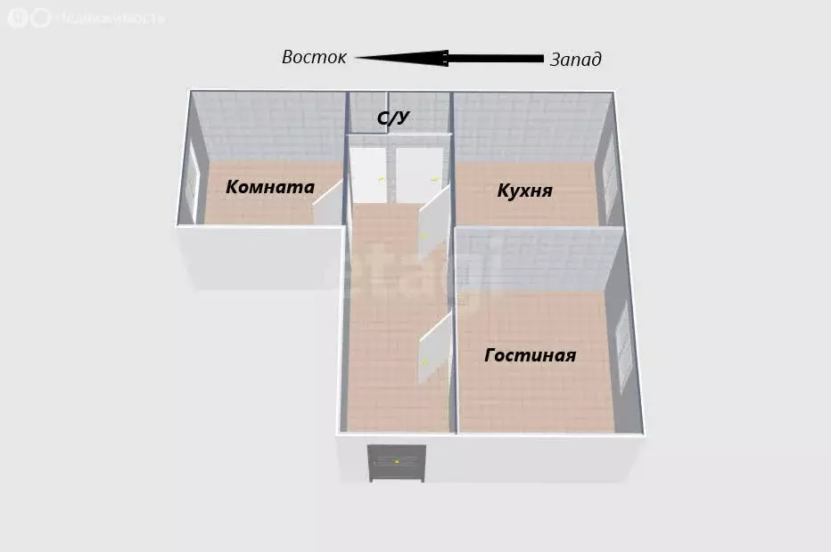 2-комнатная квартира: Анива, улица Гоголя, 6 (49.7 м) - Фото 1