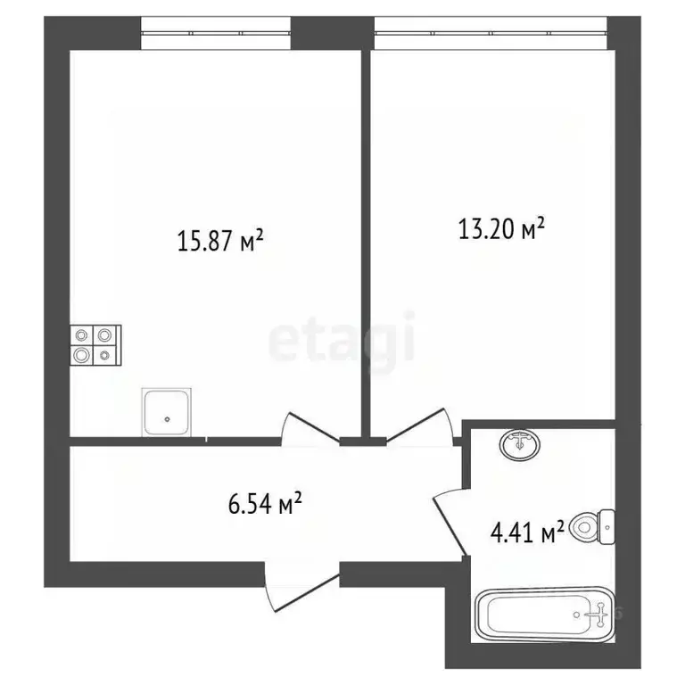 1-к кв. Калининградская область, Гурьевский муниципальный округ, пос. ... - Фото 2