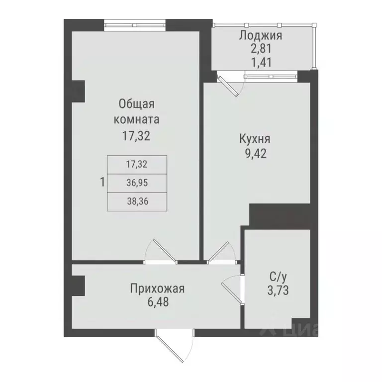 1-к кв. Саха (Якутия), Якутск Парк Победы жилой комплекс (38.36 м) - Фото 0