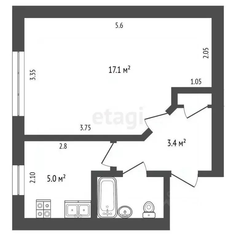 1-к кв. Орловская область, Орел Молодогвардейский пер., 4 (28.5 м) - Фото 2