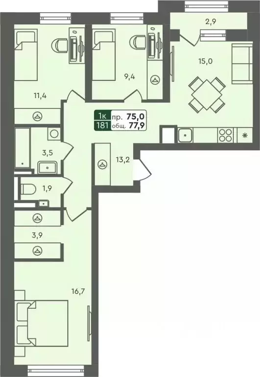 3-к кв. Курганская область, Курган Заозерный жилрайон, 6А мкр, 25/4 ... - Фото 0