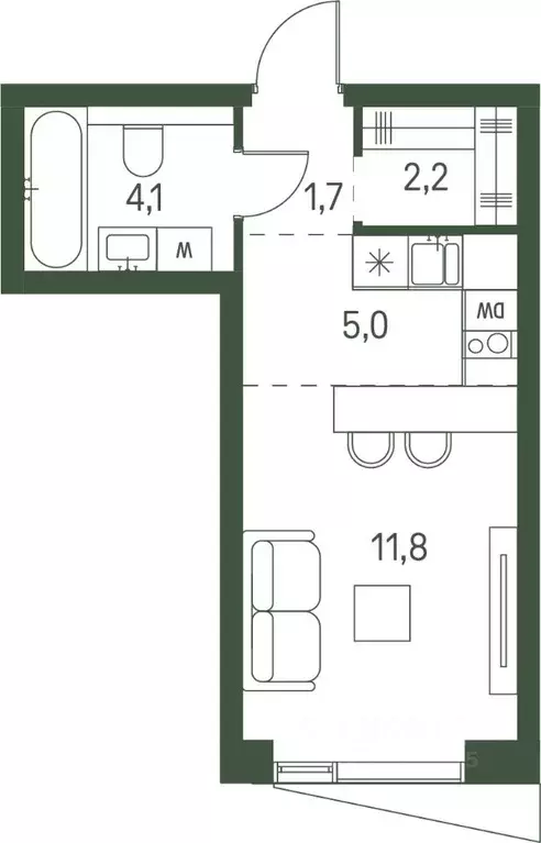 Студия Москва 1-й Красногорский проезд (24.8 м) - Фото 0