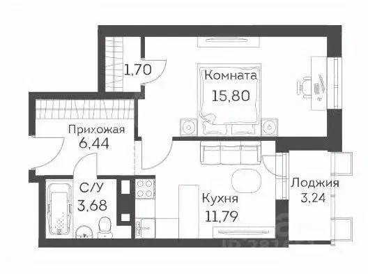 1-к кв. Москва Муравская ул., 46к4 (42.4 м) - Фото 2
