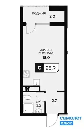 Квартира-студия: Анапа, ш. Анапское (25.9 м) - Фото 1