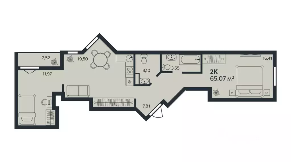 2-к кв. Ленинградская область, Всеволожский район, Заневское городское ... - Фото 1