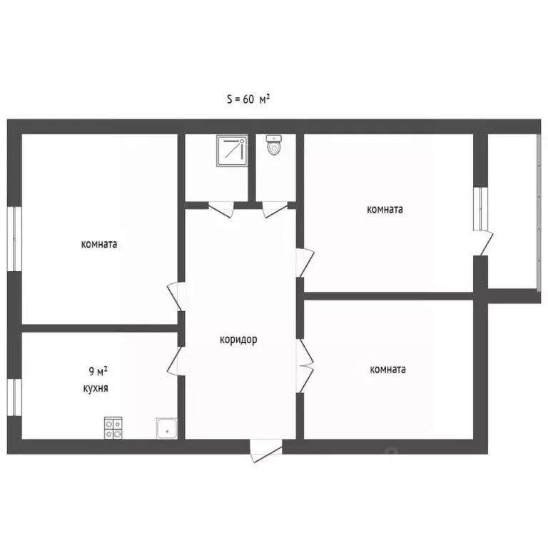 3-к кв. Тюменская область, Заводоуковск ул. Республики, 5 (59.9 м) - Фото 2