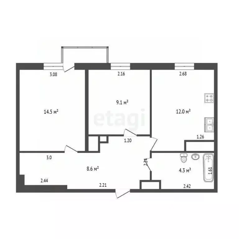 2-к кв. Ростовская область, Ростов-на-Дону Стабильная ул., 3с2 (47.5 ... - Фото 0