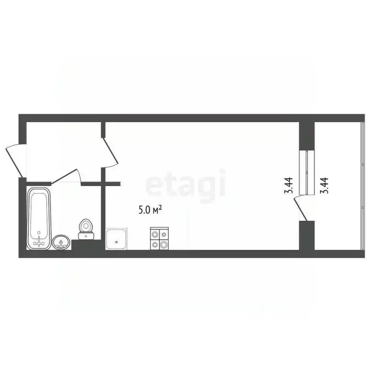 Студия Ханты-Мансийский АО, Сургут тракт Тюменский, 4 (24.0 м) - Фото 1