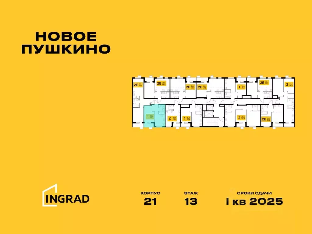 1-к кв. Московская область, Пушкино Новое Пушкино мкр,  (33.13 м) - Фото 1