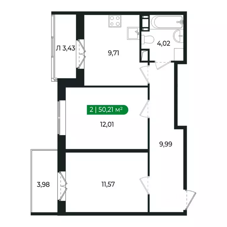 2-к кв. Ленинградская область, Сертолово Всеволожский район, ... - Фото 2