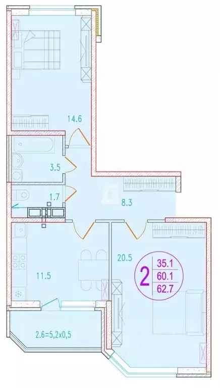 2-к кв. Краснодарский край, Краснодар ул. Героев-Разведчиков, 8с2 . - Фото 0