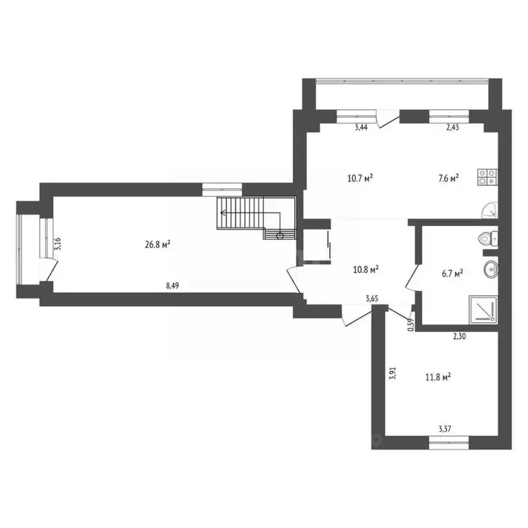 6-к кв. Амурская область, Благовещенск Партизанская ул., 19/1 (144.0 ... - Фото 2