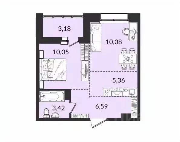 1-к кв. Иркутская область, Иркутск ул. Ивана Кочубея, 2/4 (38.68 м) - Фото 2