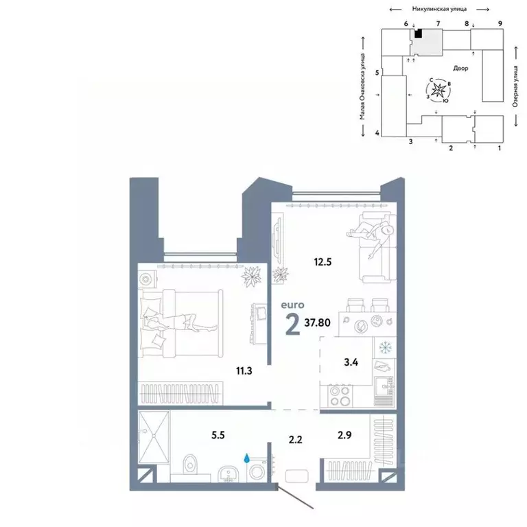 2-к кв. Москва Озерная ул., 42С7 (37.8 м) - Фото 0