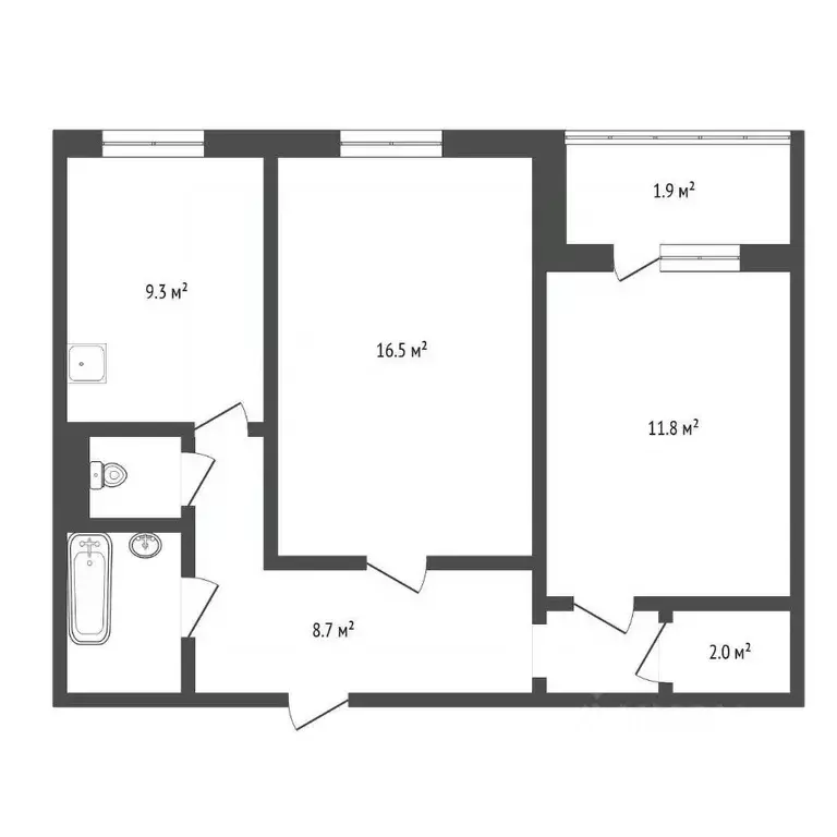 2-к кв. Красноярский край, Красноярск ул. Ползунова, 9 (52.0 м) - Фото 0