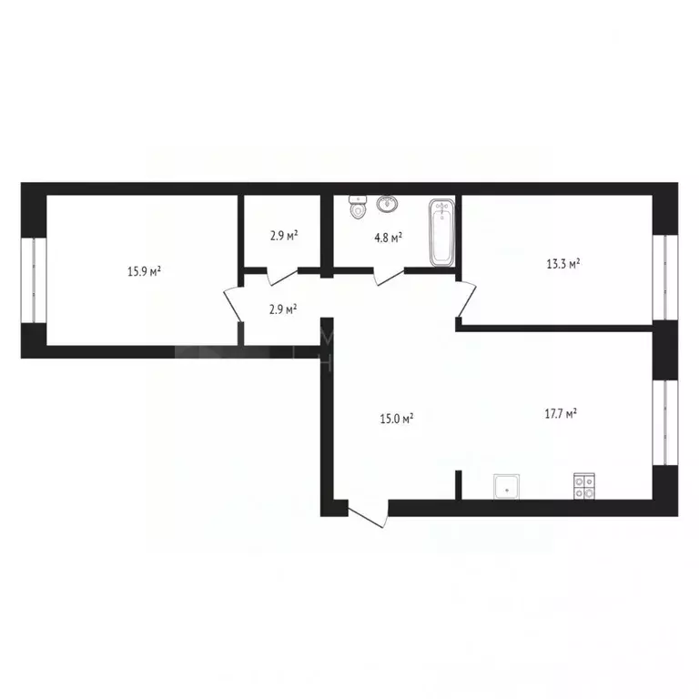 2-к кв. Тюменская область, Тюмень ул. Республики, 204к10 (70.0 м) - Фото 2