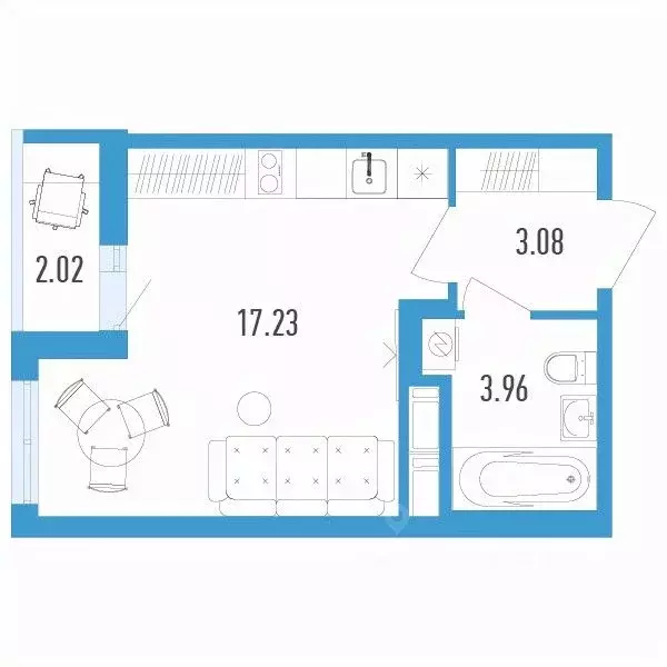 Студия Санкт-Петербург пос. Шушары, просп. Старорусский, 3к1 (25.28 м) - Фото 0