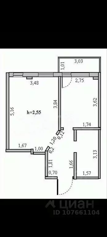 1-к кв. Липецкая область, Липецк ул. А.Г. Стаханова, 58 (37.7 м) - Фото 1