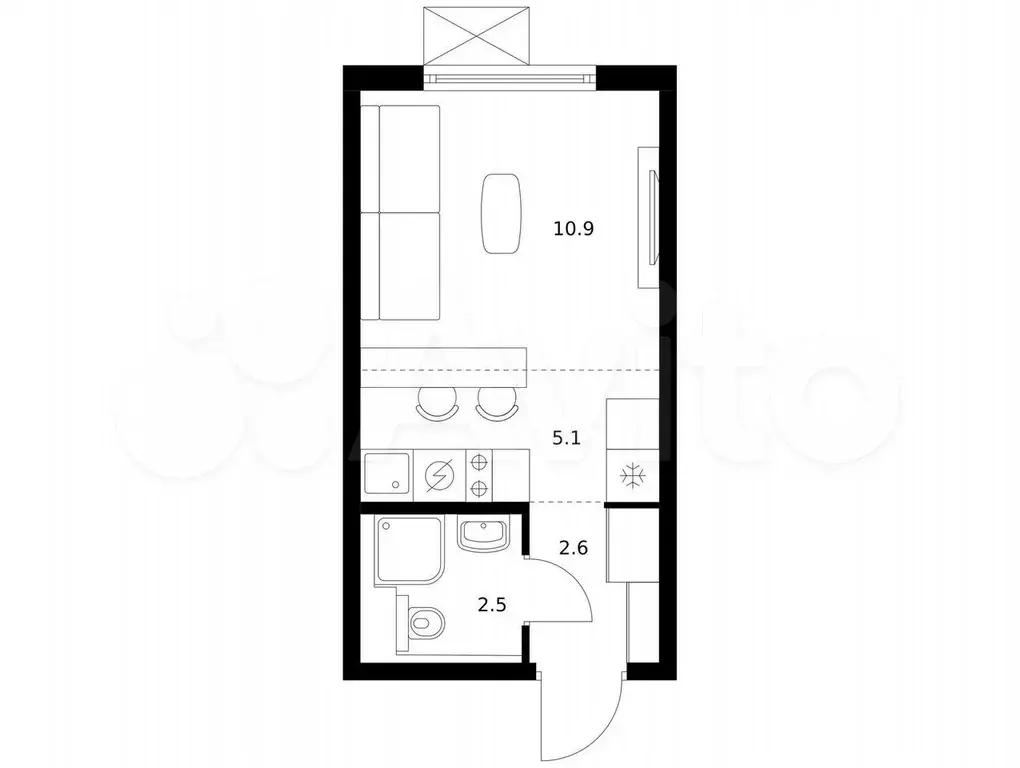 Квартира-студия, 21,1 м, 7/9 эт. - Фото 0