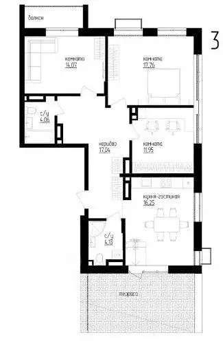 3-к кв. Белгородская область, Строитель Яковлевский городской округ, ... - Фото 2