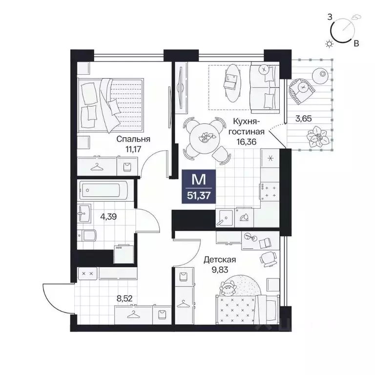 2-к кв. Волгоградская область, Волгоград просп. Имени В.И. Ленина, 59Г ... - Фото 1