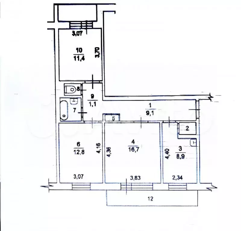 3-к. квартира, 66 м, 3/9 эт. - Фото 0