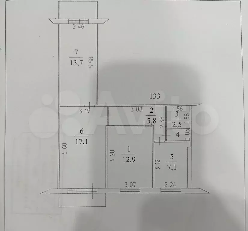 3-к. квартира, 60,4 м, 7/9 эт. - Фото 0