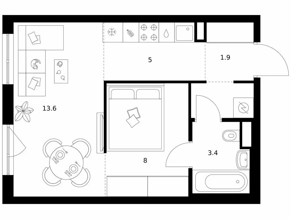 1-комнатная квартира: Москва, жилой комплекс Кавказский Бульвар 51, ... - Фото 1