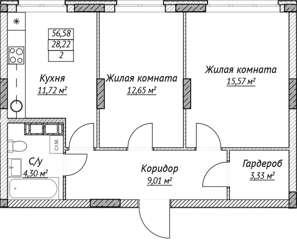2-к кв. Нижегородская область, Нижний Новгород Сахарный Дол жилой ... - Фото 1