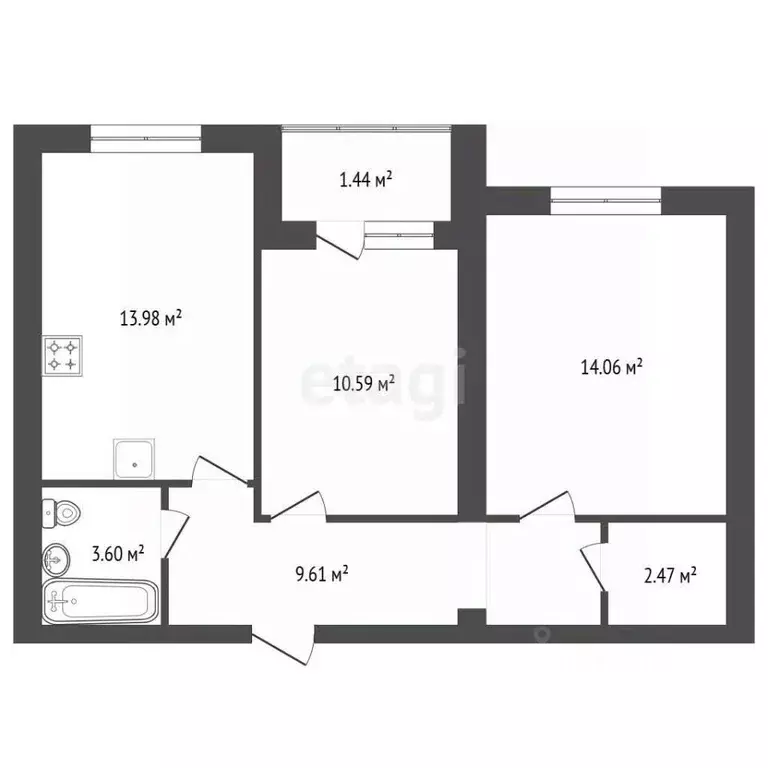 2-к кв. Владимирская область, Муром ул. 3-я Новослободская, 2 (54.5 м) - Фото 2