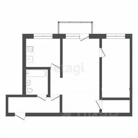2-к кв. Кемеровская область, Новокузнецк ул. 40 лет ВЛКСМ, 33 (46.7 м) - Фото 2