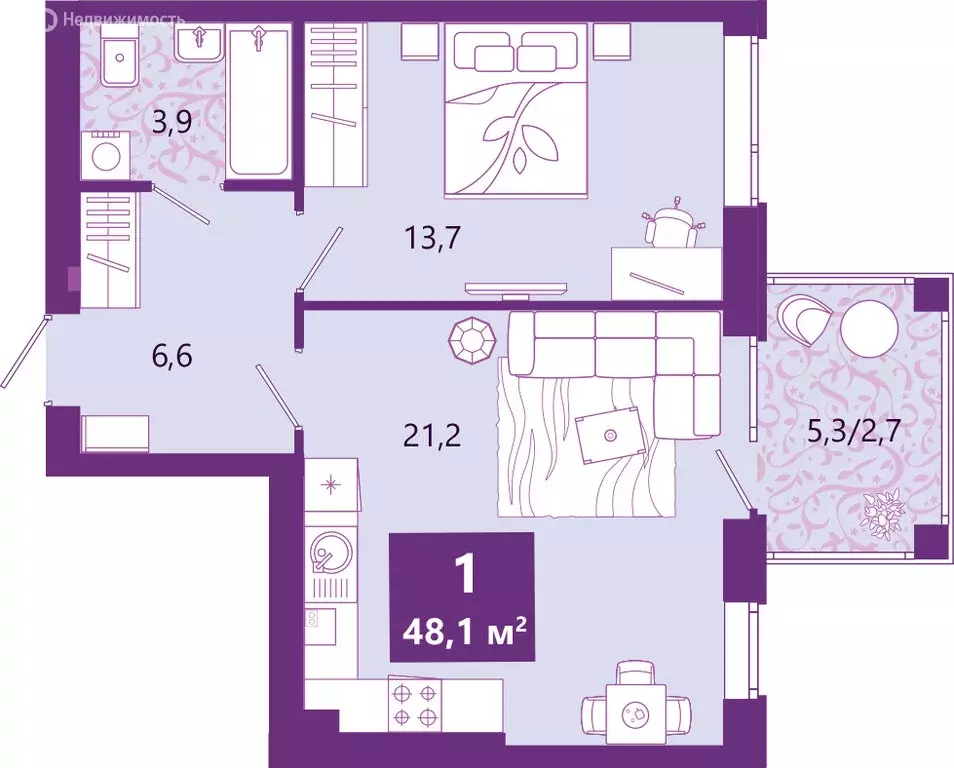 1-комнатная квартира: Калининград, Ключевая улица, 27В (48.6 м) - Фото 0