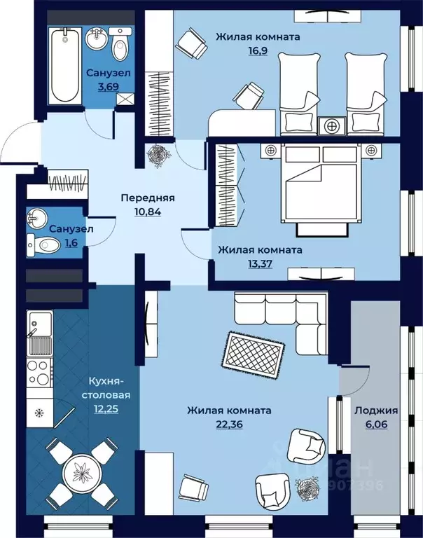 Свободной планировки кв. Камчатский край, Петропавловск-Камчатский ... - Фото 2