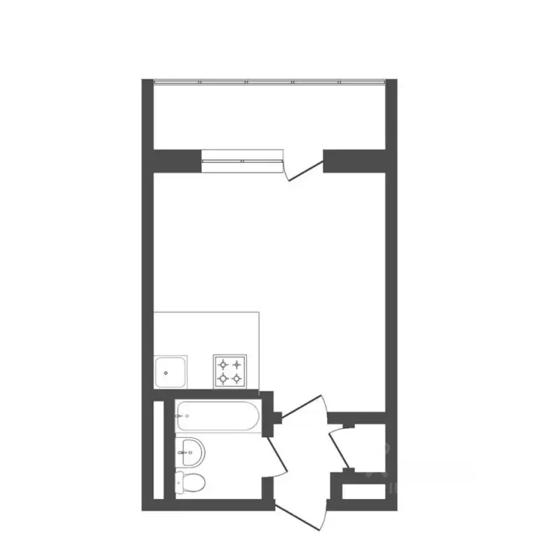 Студия Тюменская область, Тюмень ул. Бабарынка, 16б (21.0 м) - Фото 2