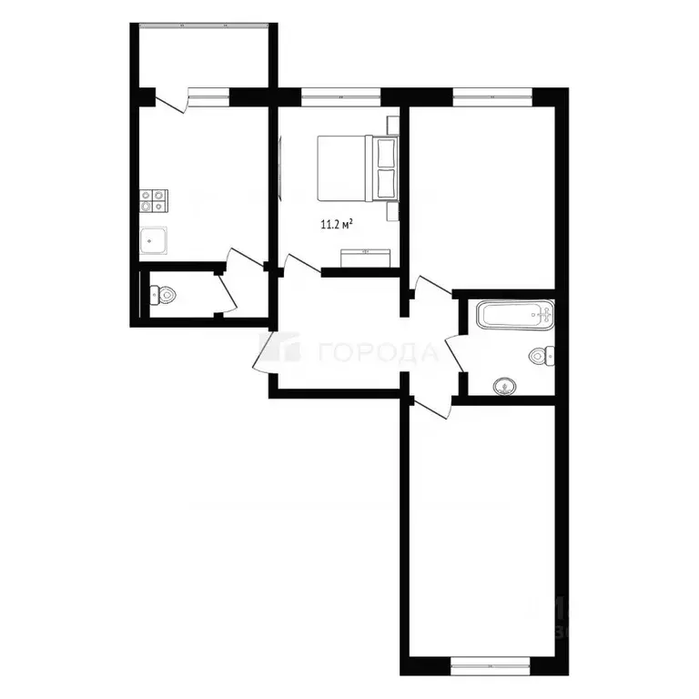Комната Новосибирская область, Новосибирск ул. Одоевского, 1/1 (11.2 ... - Фото 2