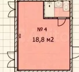 Апартаменты-студия, 18,8 м, 1/3 эт. - Фото 0