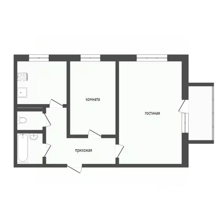 2-к кв. Красноярский край, Норильск Первомайская ул., 26 (48.4 м) - Фото 2