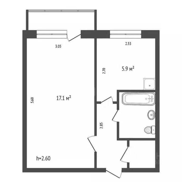 1-к кв. Красноярский край, Красноярск ул. Горького, 18 (31.1 м) - Фото 2