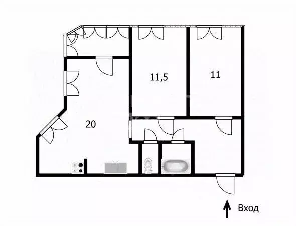 3-к кв. Томская область, Томск пос. Степановка, ул. Энергетиков, 15А ... - Фото 2