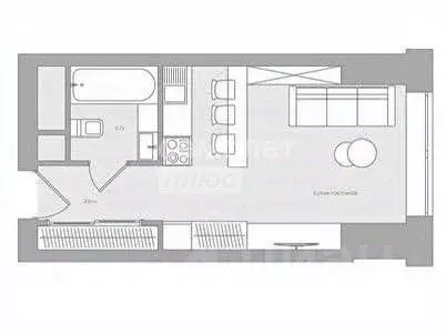 Студия Москва Мичуринский просп., 56 (27.9 м) - Фото 2