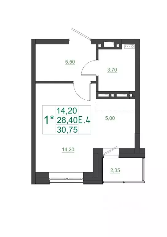 Студия Красноярский край, Красноярск Мясокомбинат мкр, 1 (30.75 м) - Фото 1