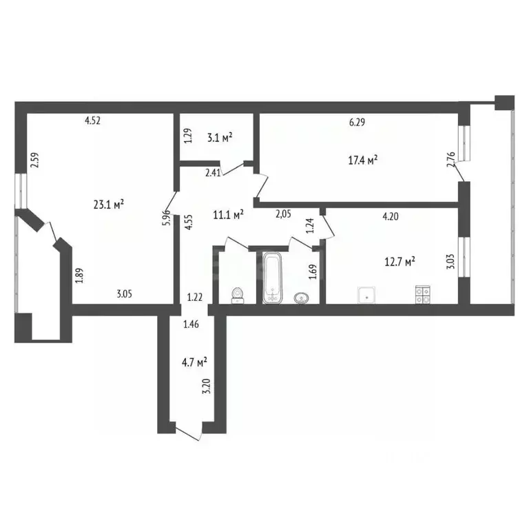 2-к кв. Тюменская область, Тюмень Севастопольская ул., 4/1 (83.2 м) - Фото 1