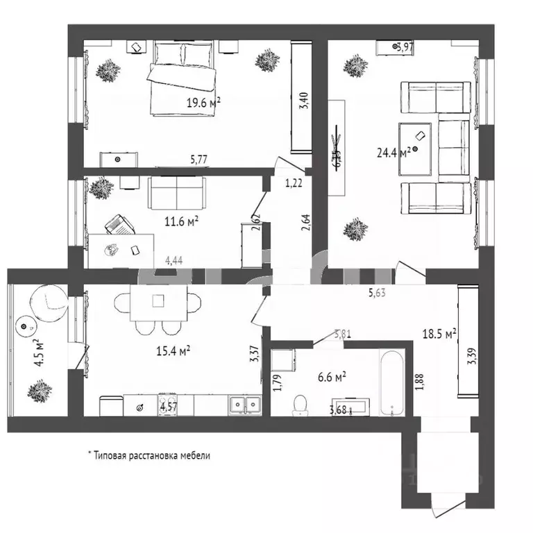3-к кв. Тюменская область, Тюмень ул. Льва Толстого, 64 (96.2 м) - Фото 2