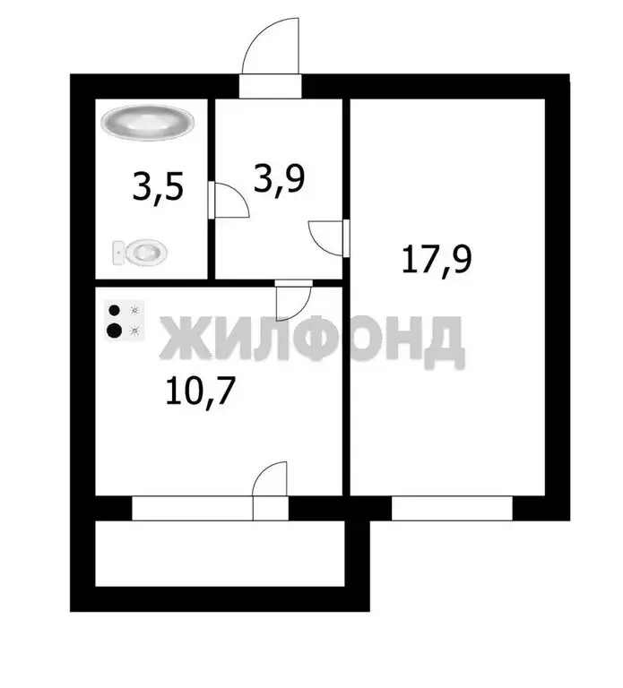 1-комнатная квартира: Новосибирск, улица Ивана Севастьянова, 10 (35.7 ... - Фото 1