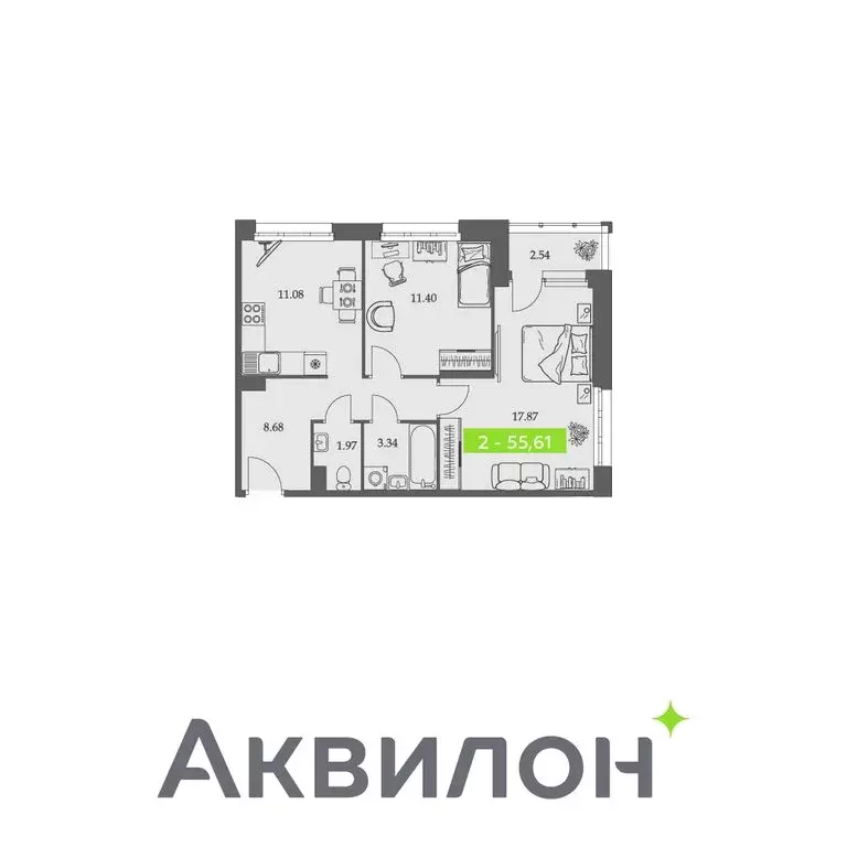 2-комнатная квартира: Архангельск, Троицкий проспект, 110 (55.61 м) - Фото 0