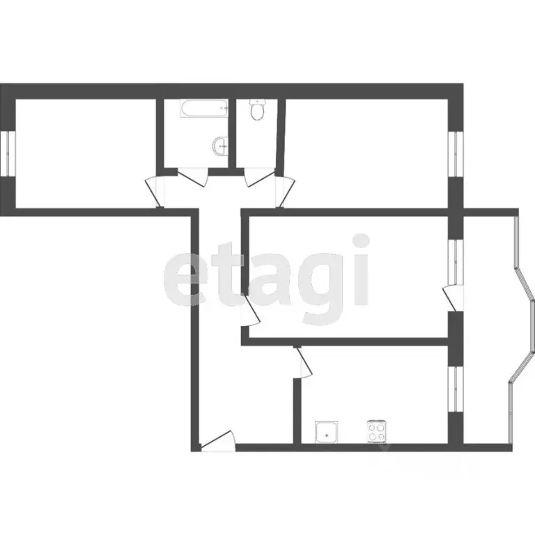 3-к кв. Томская область, Томск Дальне-Ключевская ул., 16Б (60.2 м) - Фото 2