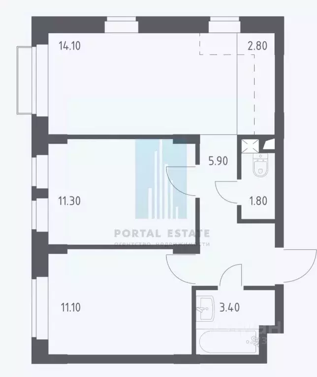 2-к кв. Москва Рязановское поселение, ул. Уточкина, 8к1 (51.3 м) - Фото 2
