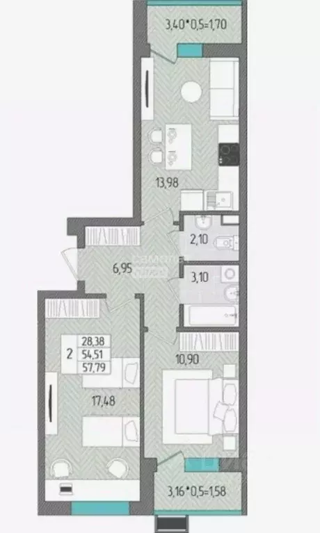 2-к кв. Краснодарский край, Темрюк Дальняя ул., 30 (57.4 м) - Фото 1