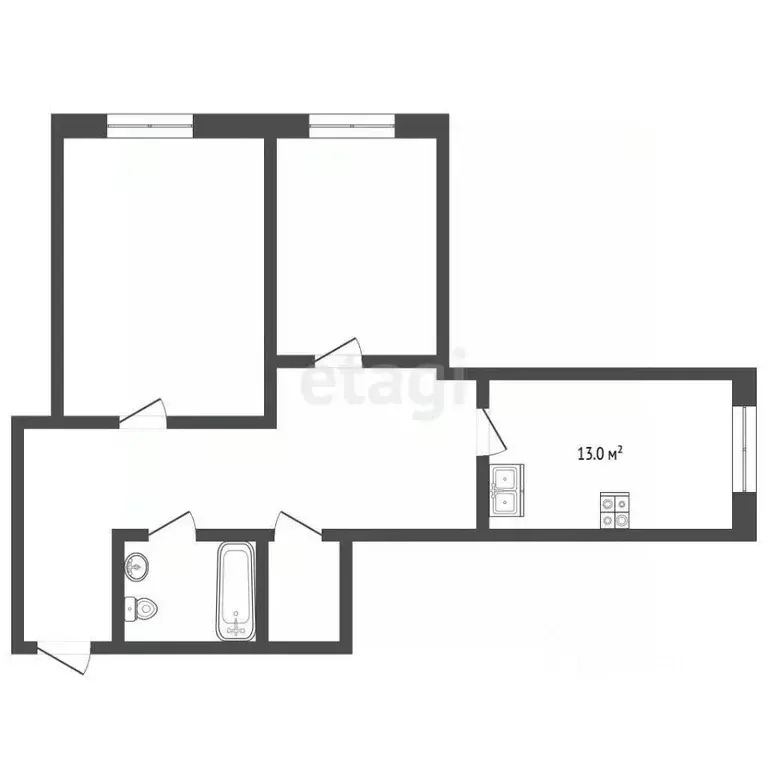 2-к кв. Ростовская область, Батайск ул. Ворошилова, 239/56 (44.6 м) - Фото 1