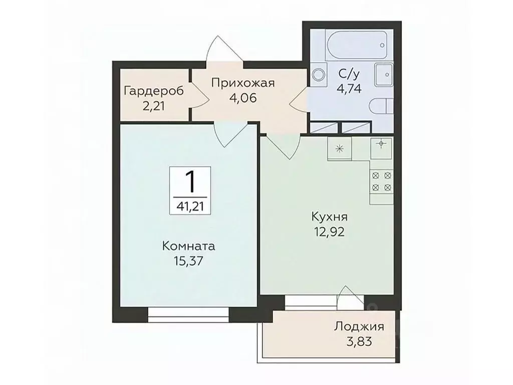 1-к кв. Воронежская область, Воронеж ул. Чапаева, 68Б (41.21 м) - Фото 0